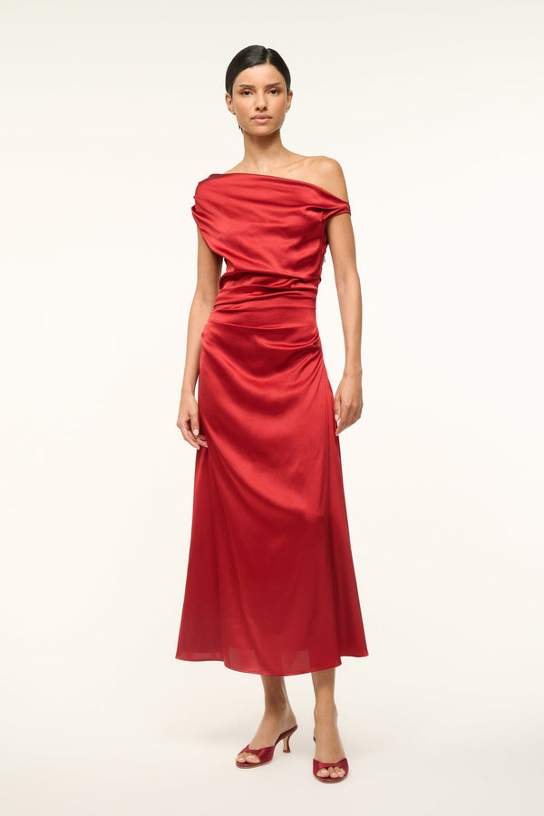 Staud PHARE SILK DRESS ROUGE