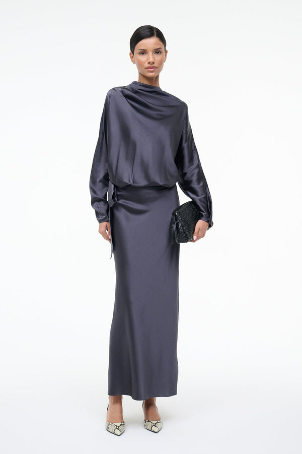 staud PHOEBE SILK DRESS NOCTURNE