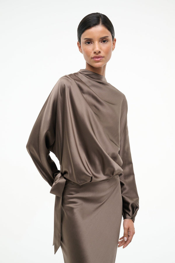 Staud PHOEBE SILK DRESS TRUFFLE