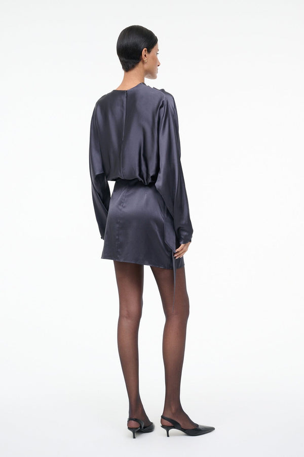 Staud PHOEBE SILK MINI DRESS NOCTURNE