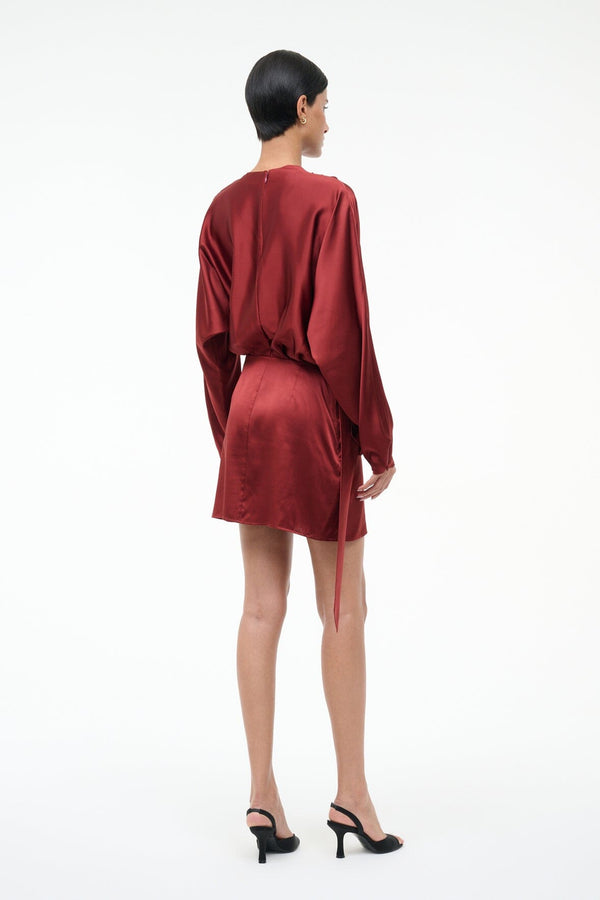 Staud PHOEBE SILK MINI DRESS SANGRIA