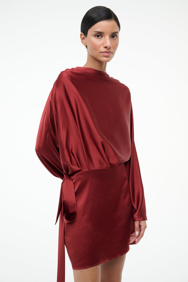 Staud PHOEBE SILK MINI DRESS SANGRIA