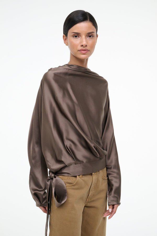 Staud PHOEBE SILK TOP TRUFFLE
