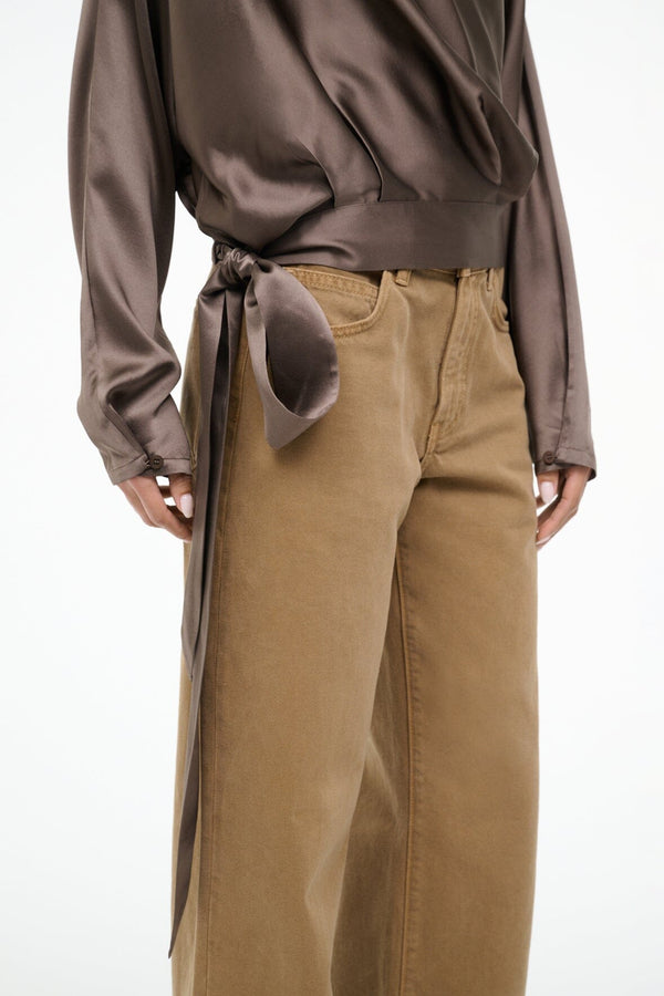 Staud PHOEBE SILK TOP TRUFFLE