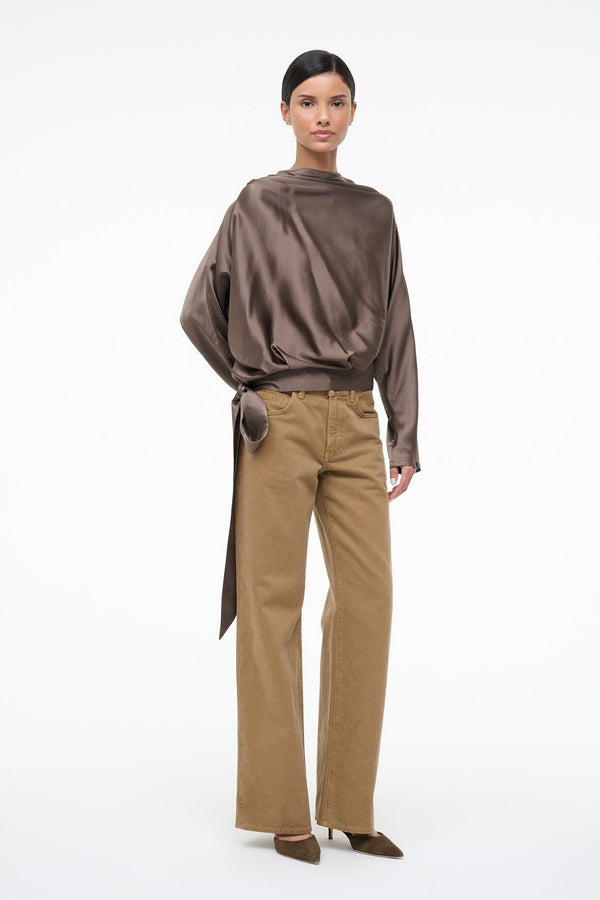 staud PHOEBE SILK TOP TRUFFLE