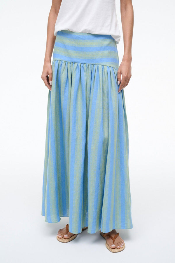 Staud PROCIDA LINEN SKIRT SEAPORT STRIPE