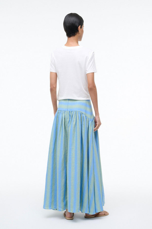 Staud PROCIDA LINEN SKIRT SEAPORT STRIPE