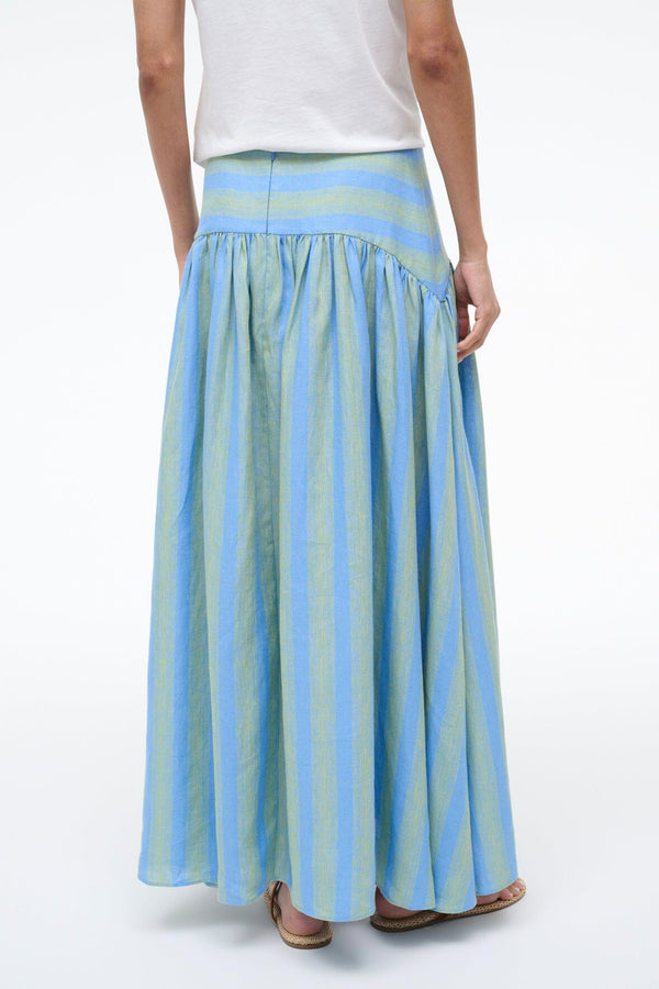 Staud PROCIDA LINEN SKIRT SEAPORT STRIPE