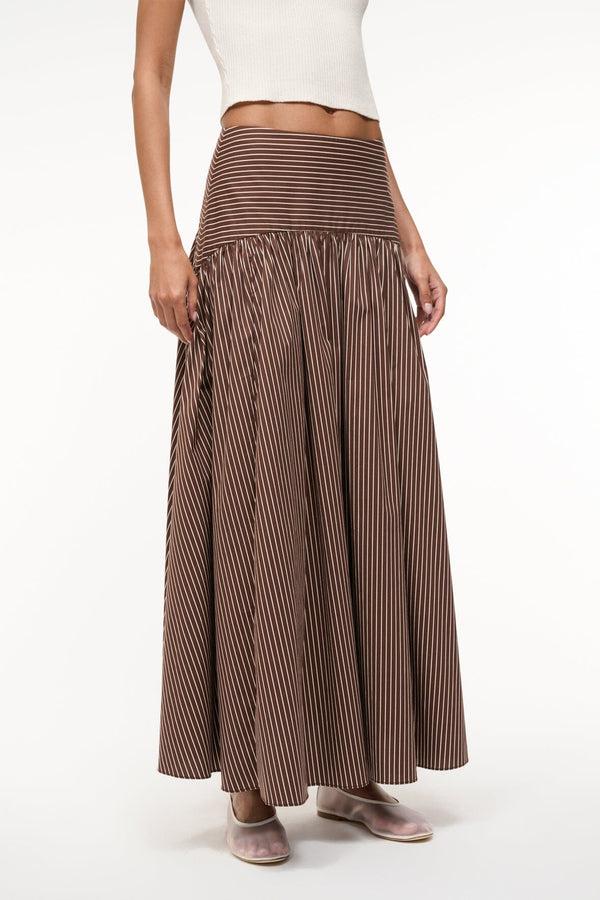 Staud PROCIDA SKIRT DARK OAK MICRO STRIPE