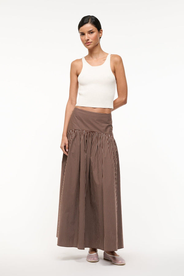 Staud PROCIDA SKIRT DARK OAK MICRO STRIPE