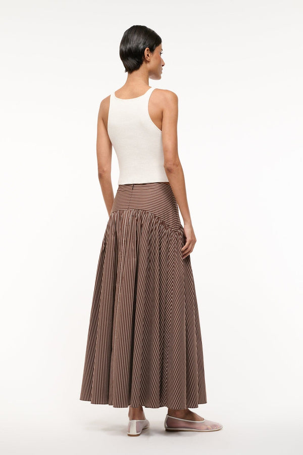 Staud PROCIDA SKIRT DARK OAK MICRO STRIPE