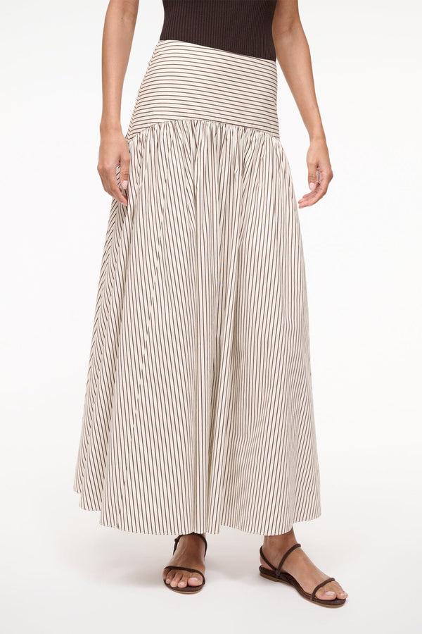 Staud PROCIDA SKIRT IVORY DARK OAK MICRO STRIPE