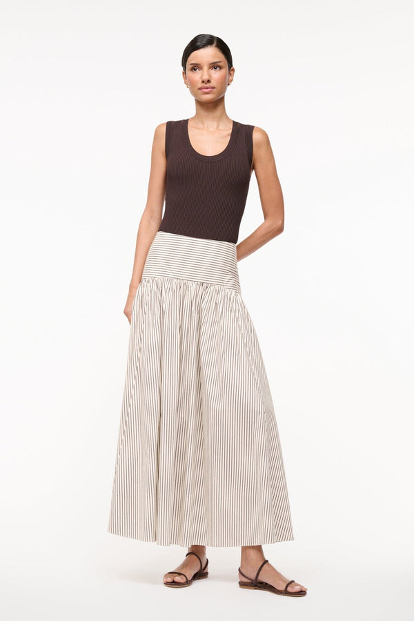 Staud PROCIDA SKIRT IVORY DARK OAK MICRO STRIPE