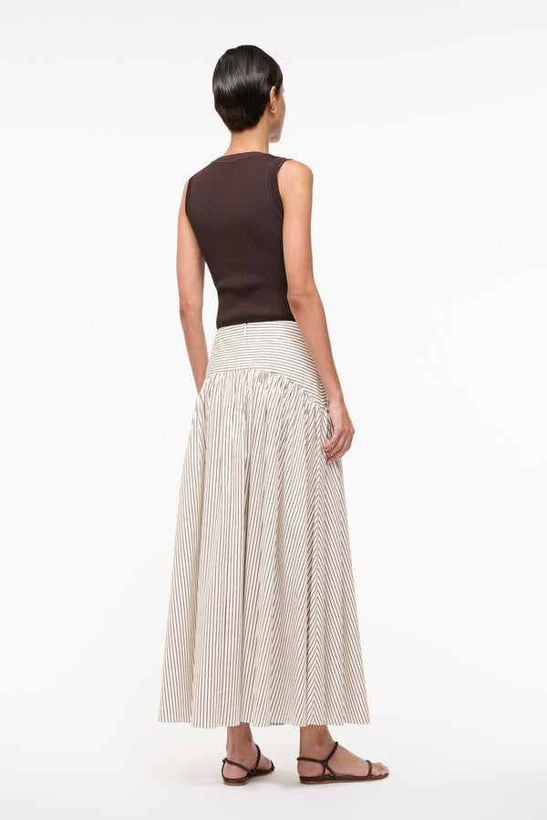 Staud PROCIDA SKIRT IVORY DARK OAK MICRO STRIPE