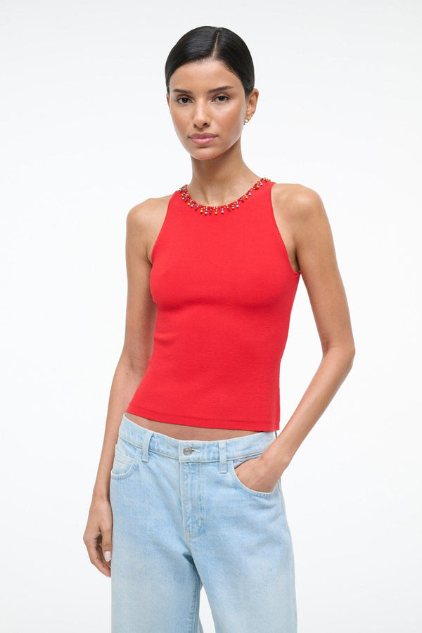 staud REINA TOP RED ROSE