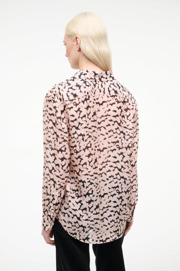 Staud ROXBURY SILK SHIRT ALMOND BLACK