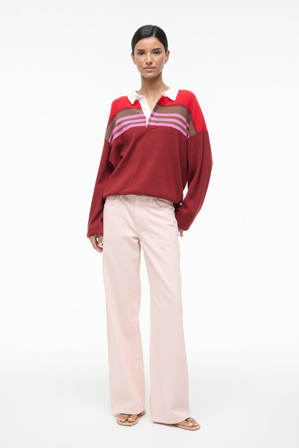 staud SAIL TOP CARDINAL MULTI STRIPE