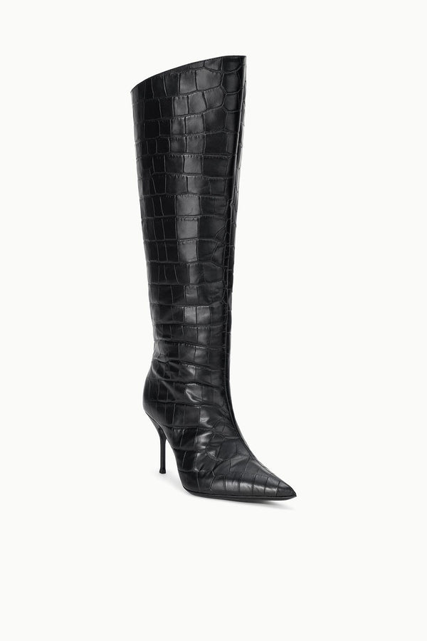 Staud SEBASTIAN HIGH HEEL BOOT BLACK CROCO