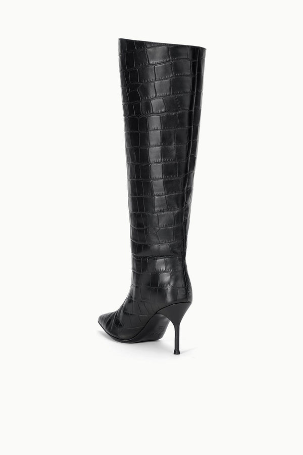Staud SEBASTIAN HIGH HEEL BOOT BLACK CROCO