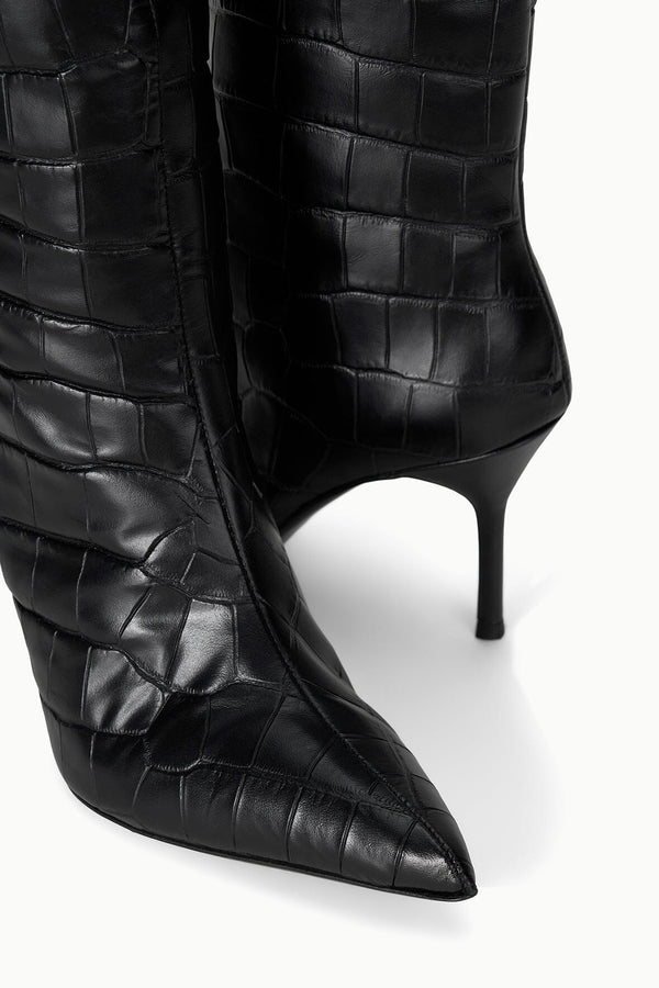 Staud SEBASTIAN HIGH HEEL BOOT BLACK CROCO