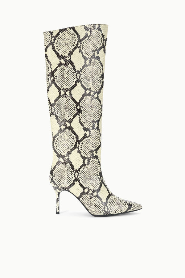 Staud SEBASTIAN HIGH HEEL BOOT WHITE SNAKE