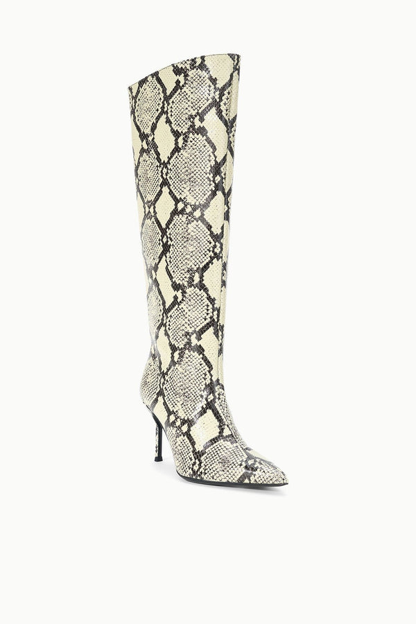 Staud SEBASTIAN HIGH HEEL BOOT WHITE SNAKE