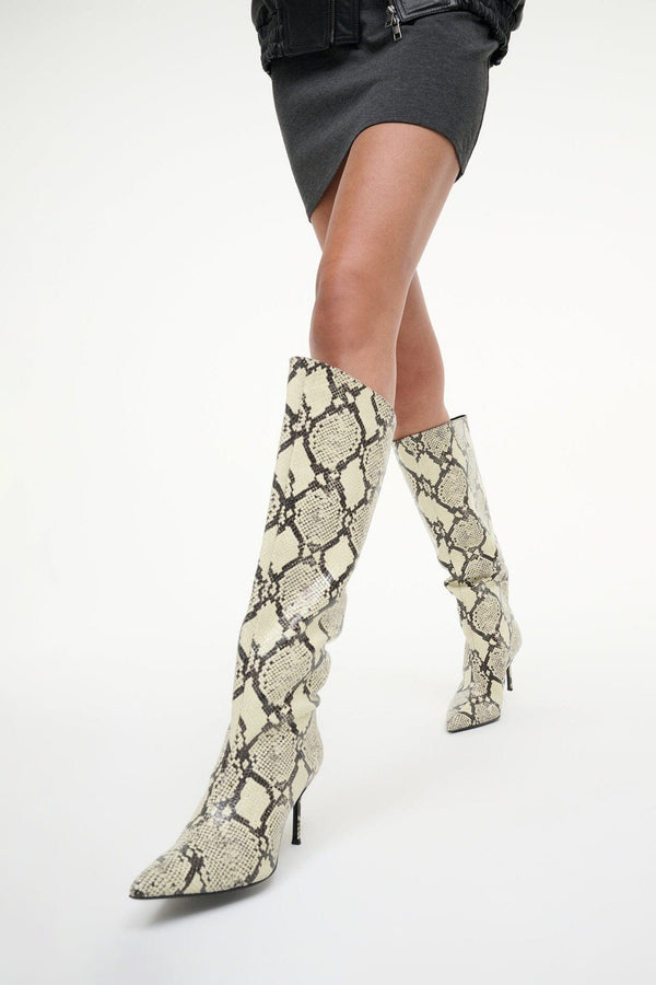 staud SEBASTIAN HIGH HEEL BOOT WHITE SNAKE