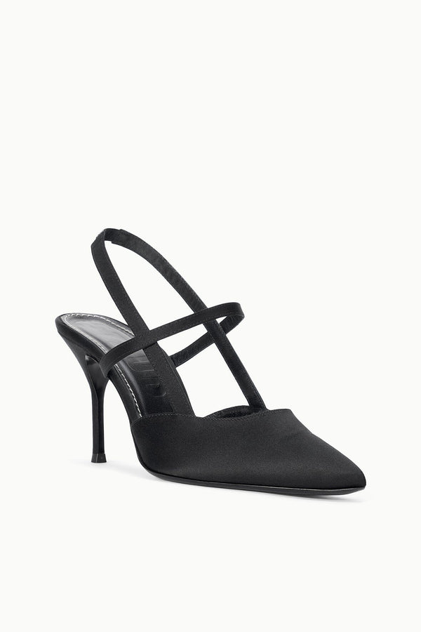 Staud SEBASTIAN HIGH HEEL SLINGBACK BLACK SATIN