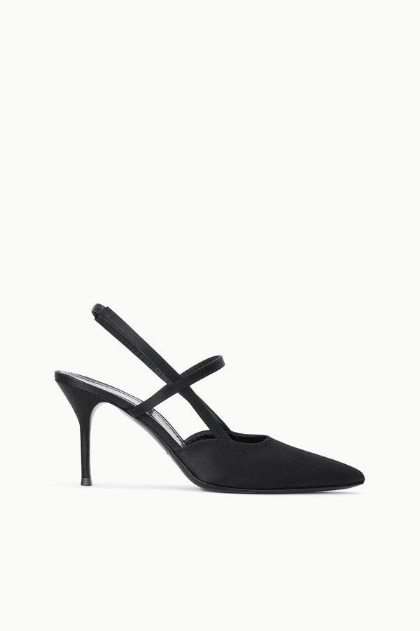 staud SEBASTIAN HIGH HEEL SLINGBACK BLACK SATIN