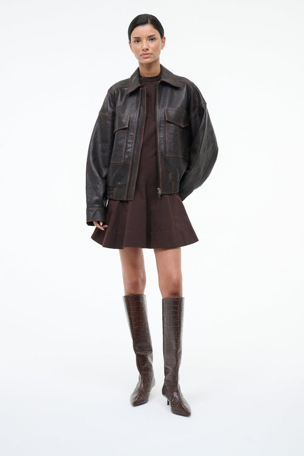 Staud SEBASTIAN KITTEN HEEL BOOT ESPRESSO CROCO