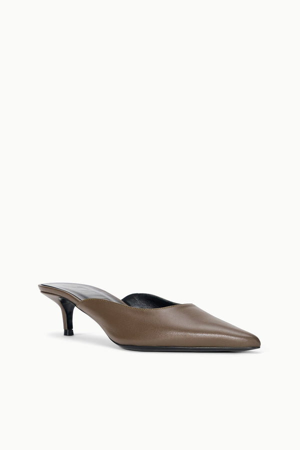 Staud SEBASTIAN KITTEN HEEL MULE TRUFFLE