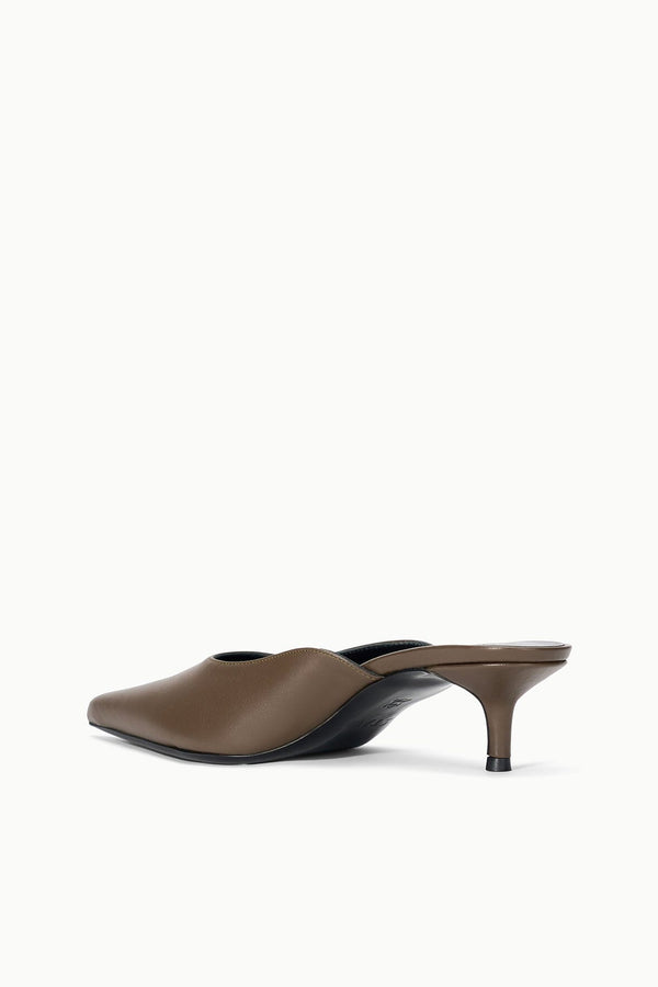 Staud SEBASTIAN KITTEN HEEL MULE TRUFFLE