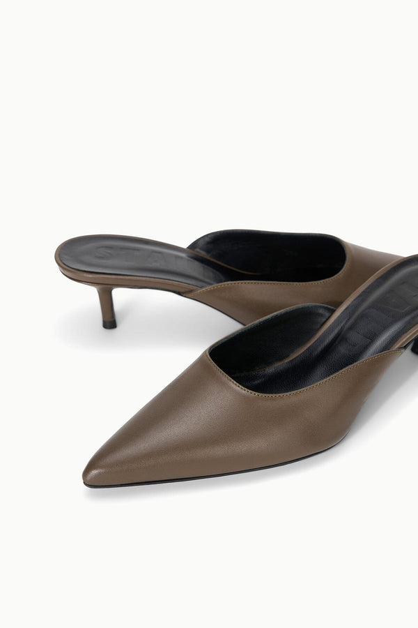 Staud SEBASTIAN KITTEN HEEL MULE TRUFFLE