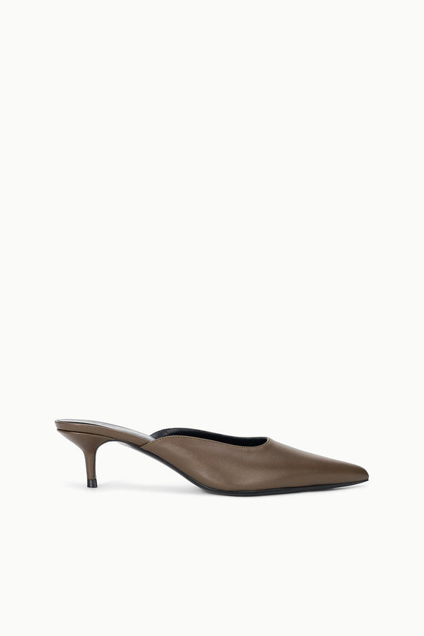 staud SEBASTIAN KITTEN HEEL MULE TRUFFLE