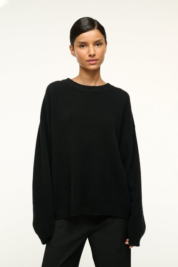staud SERRANO CASHMERE RELAXED CREW BLACK