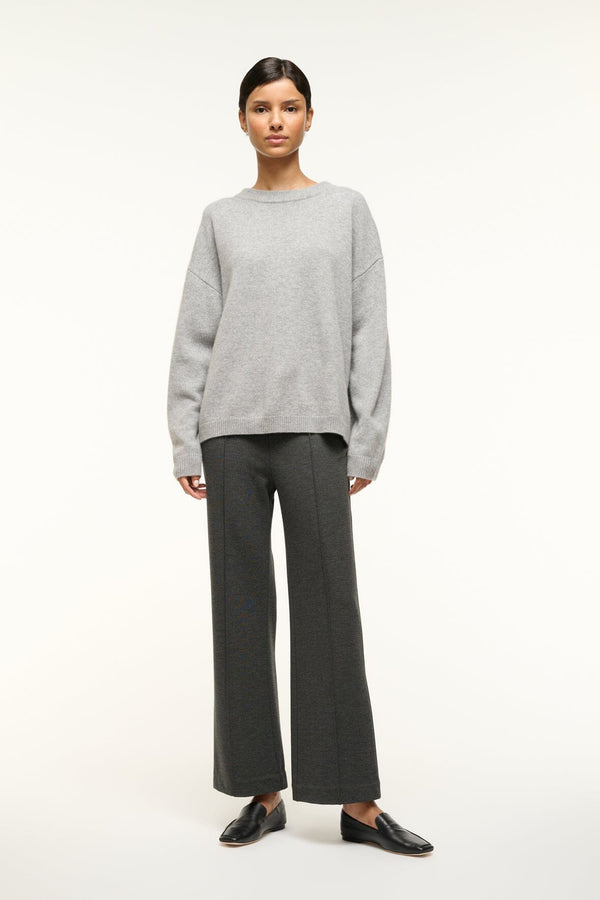 Staud SERRANO CASHMERE RELAXED CREW HEATHER GREY