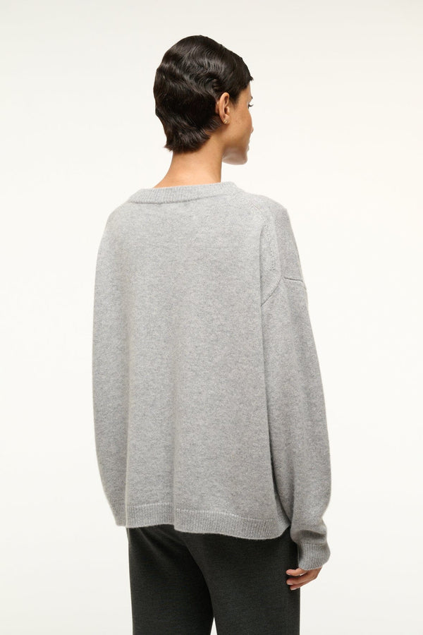Staud SERRANO CASHMERE RELAXED CREW HEATHER GREY