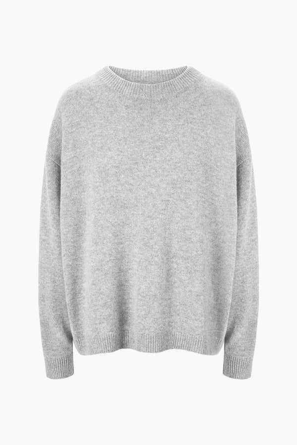 Staud SERRANO CASHMERE RELAXED CREW HEATHER GREY