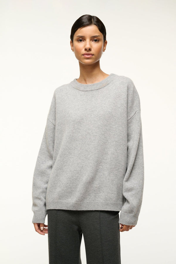 staud SERRANO CASHMERE RELAXED CREW HEATHER GREY