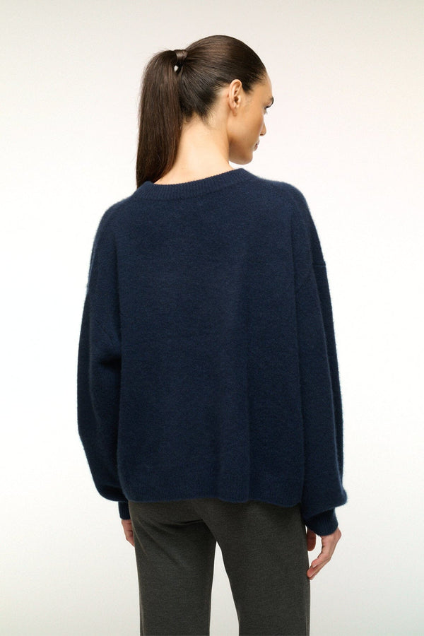 Staud SERRANO CASHMERE RELAXED CREW NAVY