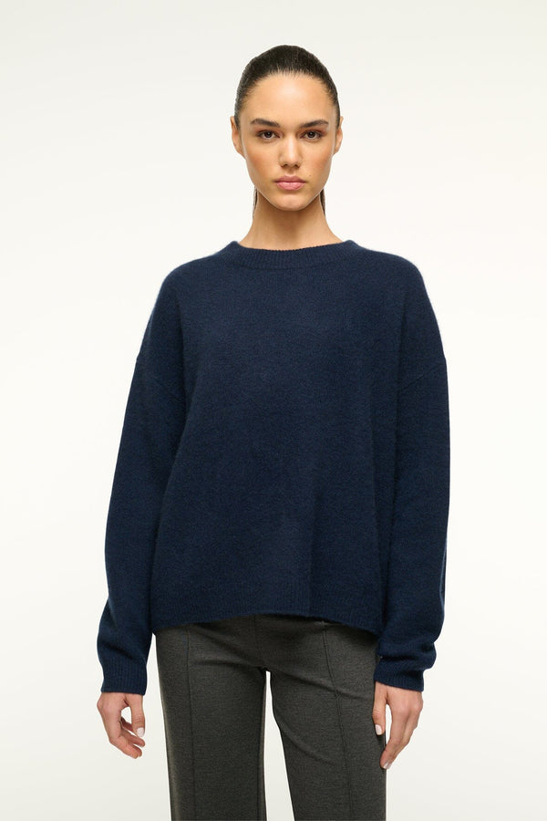 staud SERRANO CASHMERE RELAXED CREW NAVY