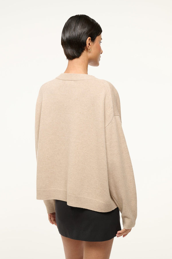 Staud SERRANO CASHMERE RELAXED CREW STONE