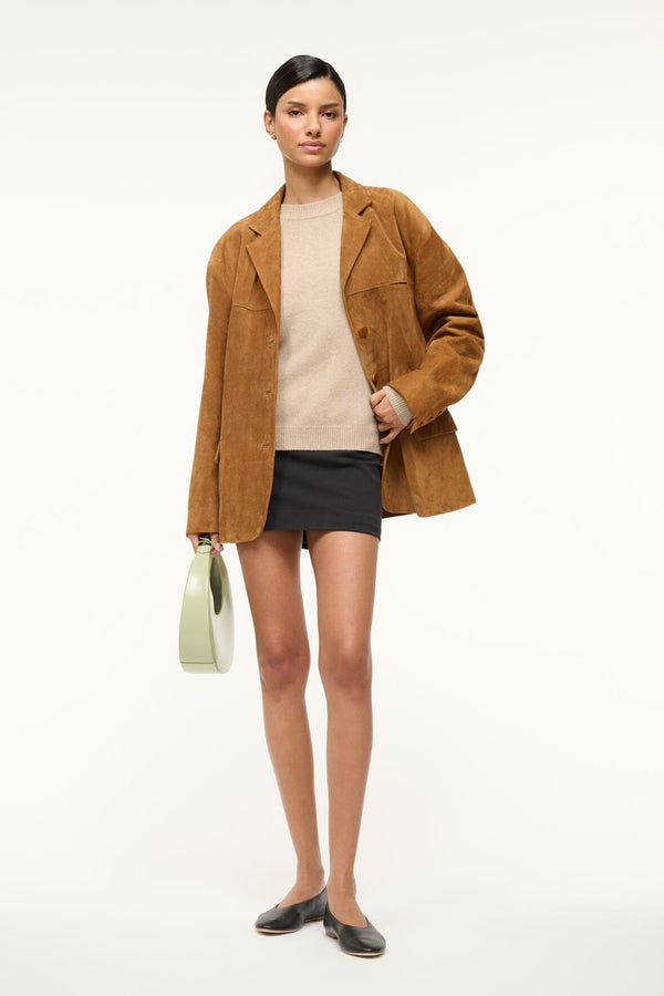 Staud SERRANO CASHMERE RELAXED CREW STONE