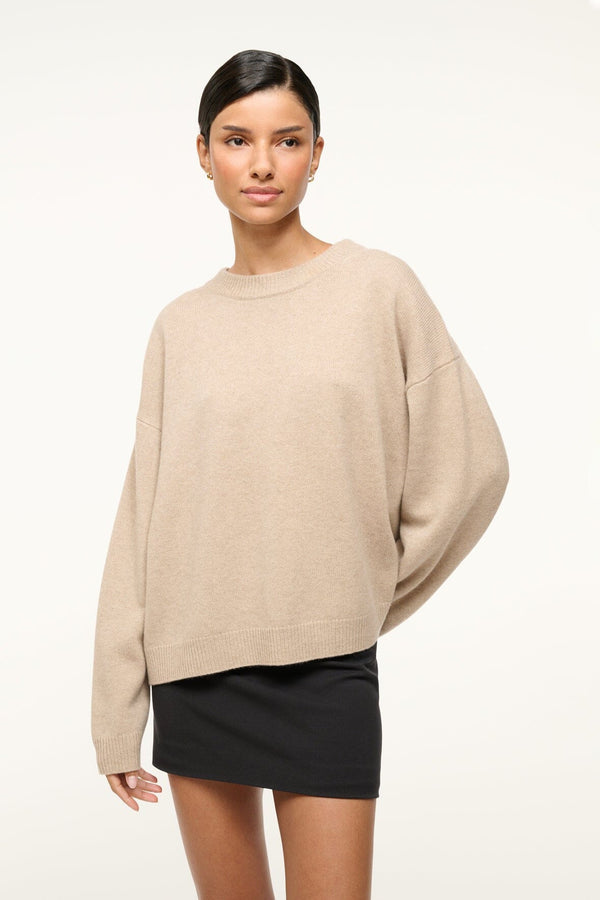 staud SERRANO CASHMERE RELAXED CREW STONE