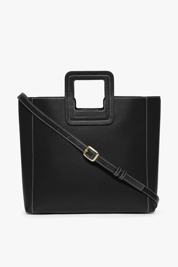 staud SHIRLEY LEATHER BAG BLACK