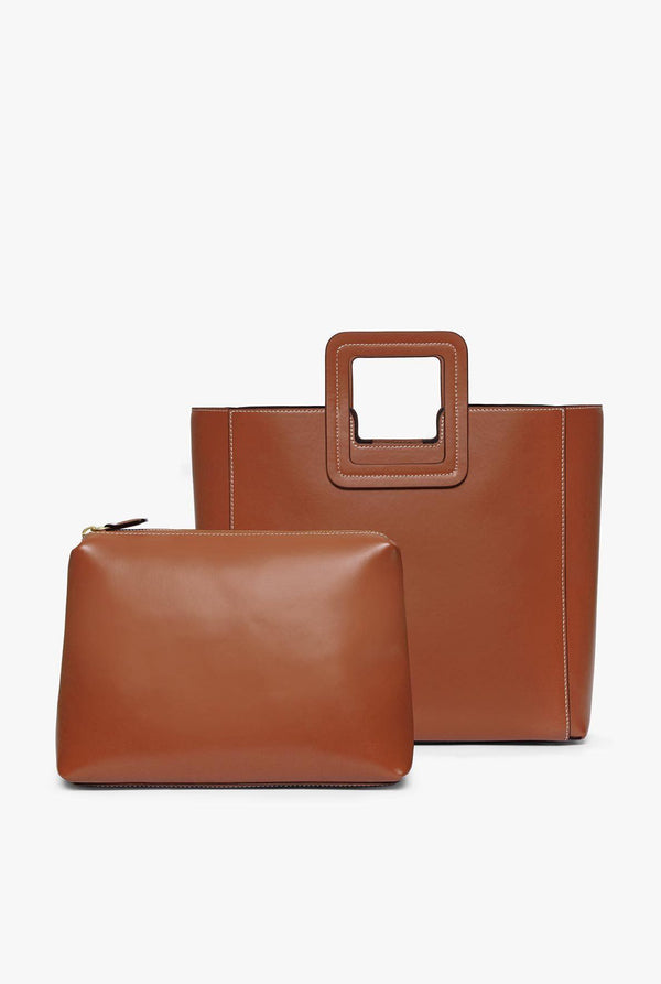 Staud SHIRLEY LEATHER BAG SADDLE