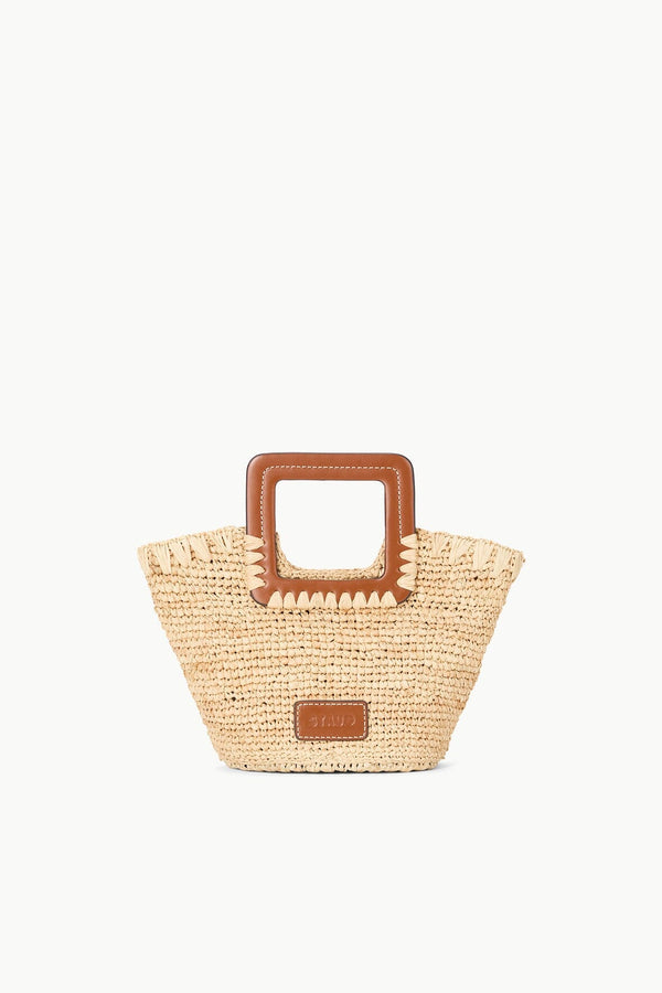 Staud SHIRLEY RAFFIA MINI BUCKET NATURAL TAN