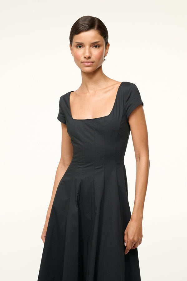 Staud SHORT SLEEVE WELLS DRESS BLACK