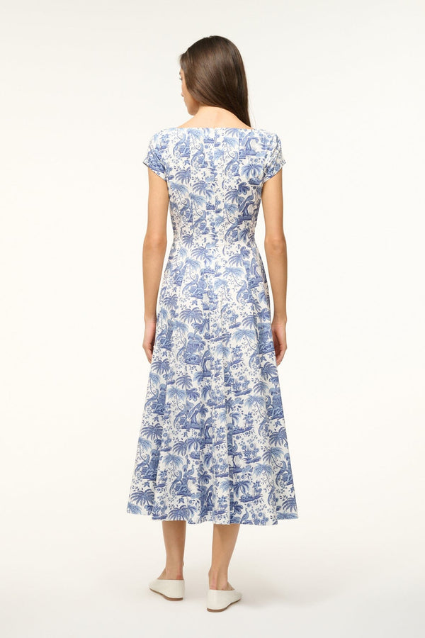 Staud SHORT SLEEVE WELLS DRESS BLUE TOILE