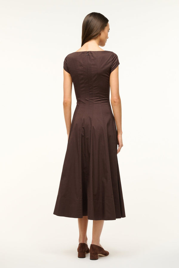 Staud SHORT SLEEVE WELLS DRESS EARTH